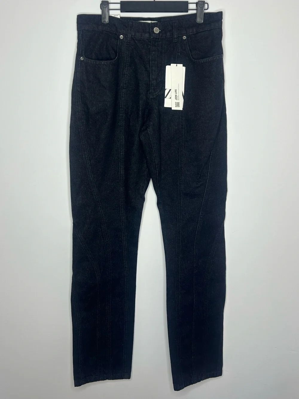 Zara The Panelled Slim Black Jeans Size 6